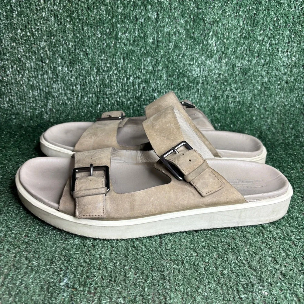 ECCO Flowt Luxe Buckle Corksphere Double Strap Comfort Slide Sandal Taupe Men 13